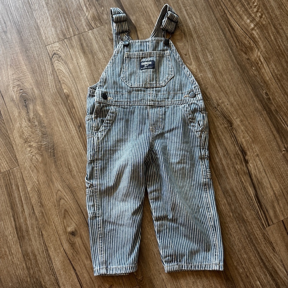 Oshkosh B’gosh Classic Striped Denim Overalls Size 12 months